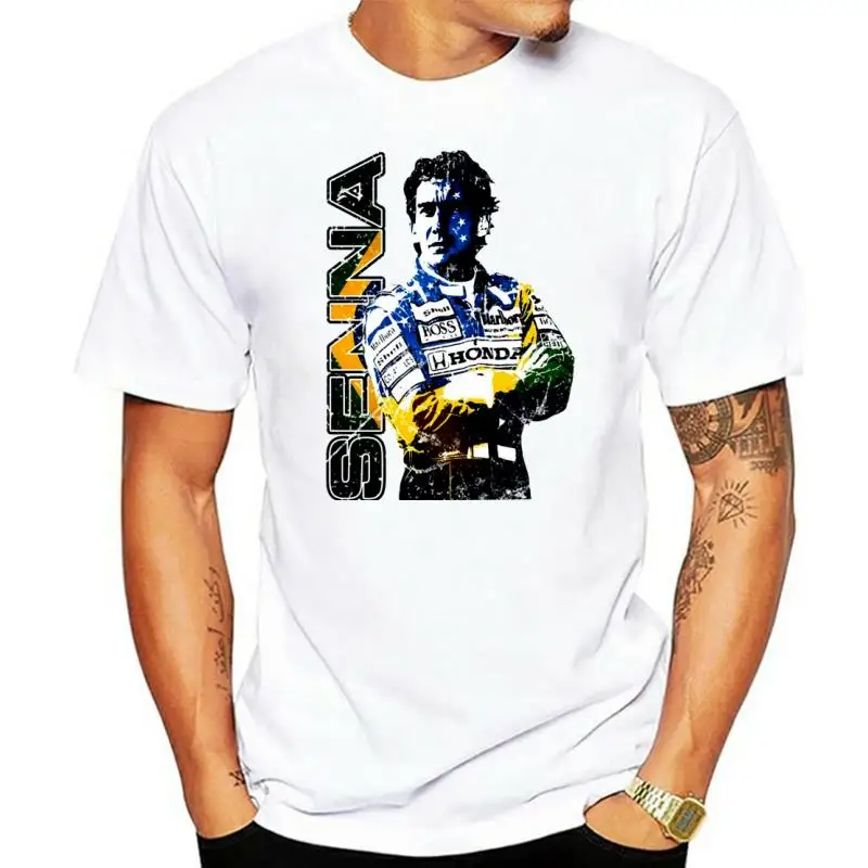 

Новая мужская футболка с уникальным дизайном в стиле ретро, топы для фанатов автомобиля, классные футболки, моя любимая футболка Айртон Сен...