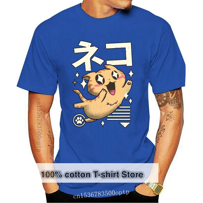 

New Kawaii Feline Men T Shirt Cute Animal Japanese Vintage Tee Shirt Short Sleeve Crewneck T-Shirt Pure Cotton Plus Size Clothes