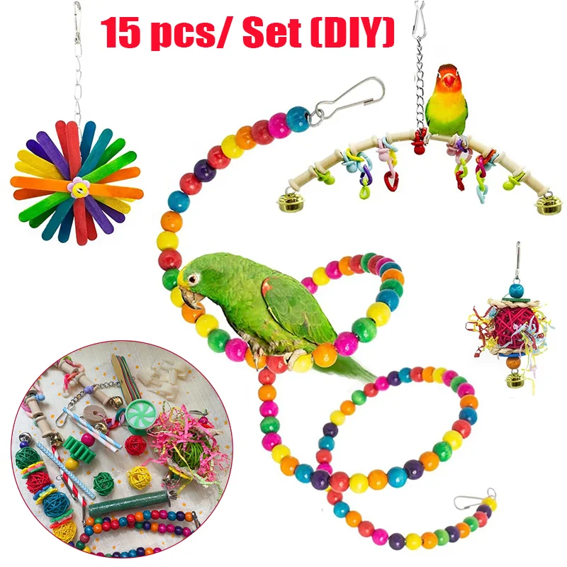 Деревянный игрушечный попугай 15 шт