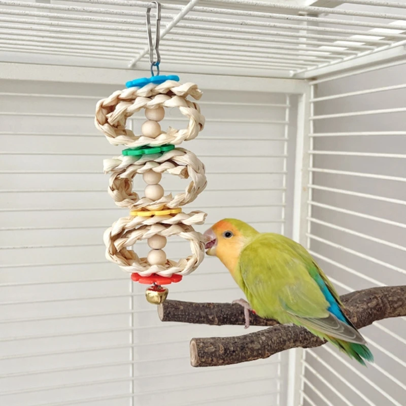 Птица жевательная игрушка тканые бусины из кукурузной шелухи для жевания зубов