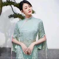 2022 chinese dress vintage oriental qipao dresswomen classic cheongsam floral elegant zen meditation tea dress chinese qipao