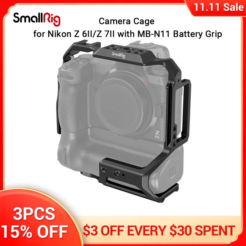 

SmallRig Camera Cage for Nikon Z 6II / Z 7II with MB-N11 Battery Grip Bottom Arca-Swiss Quick Release Plate for DJI RS 2/RSC 2