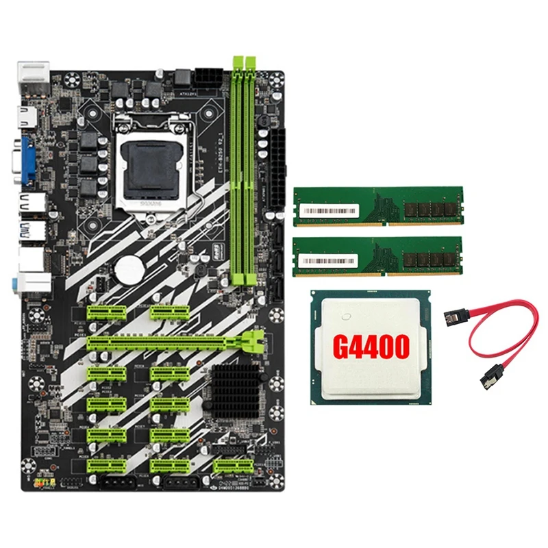 

Материнская плата B250 BTC для майнинга с 4400CPU + 2X4G DDR4 RAM + SATA кабель 12 слотов PCI-E LGA1151 DDR4 RAM SATA3.0 VGA + HD