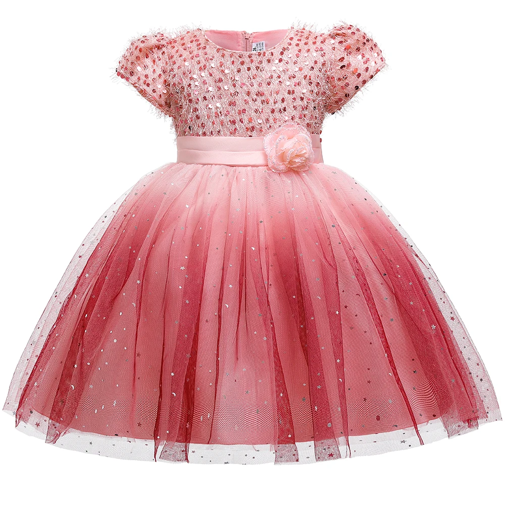

Gradient Baby Sequin Dress for Girls Princess Formal Elegant Lace Wedding Kids Clothes Dress Evening Costume Party Dresses L5161