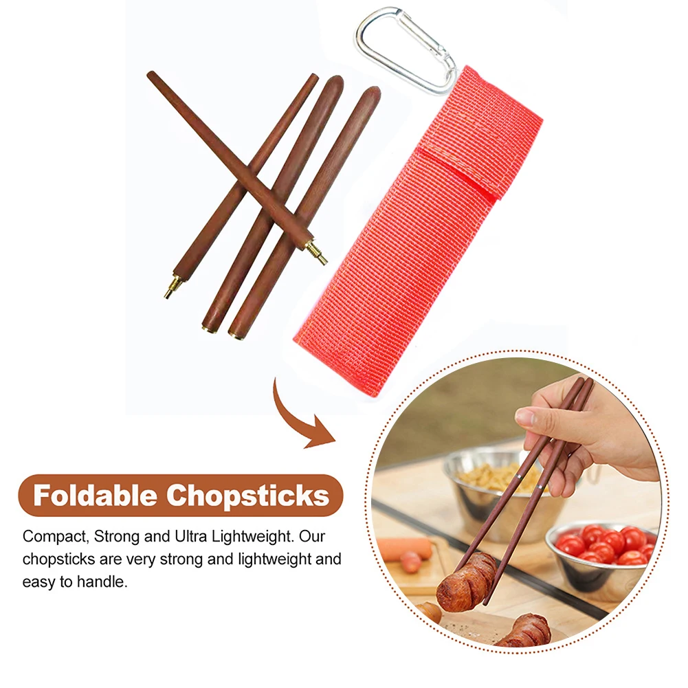 

1 Pair Mahogany Folding Chopsticks Portable Non-slip Food Sticks Tableware Chinese Chopsticks Camping Tableware for Picnic
