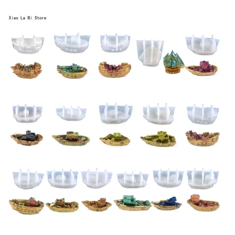 

XXFD Silicone Mold Miniature Warship Desktop Decorations Resin Mold