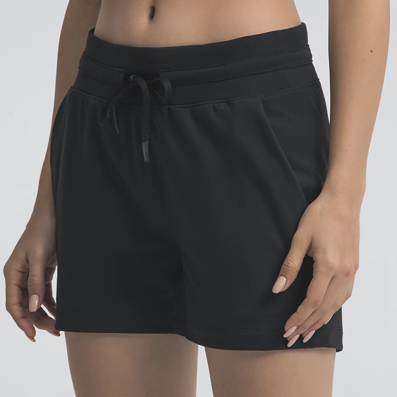 Summer Quick-Dry Drawstring Waist Running Shorts Women Sports Workout Shorts Gym Athletic Shorts with Pockets 4 Inches Summer