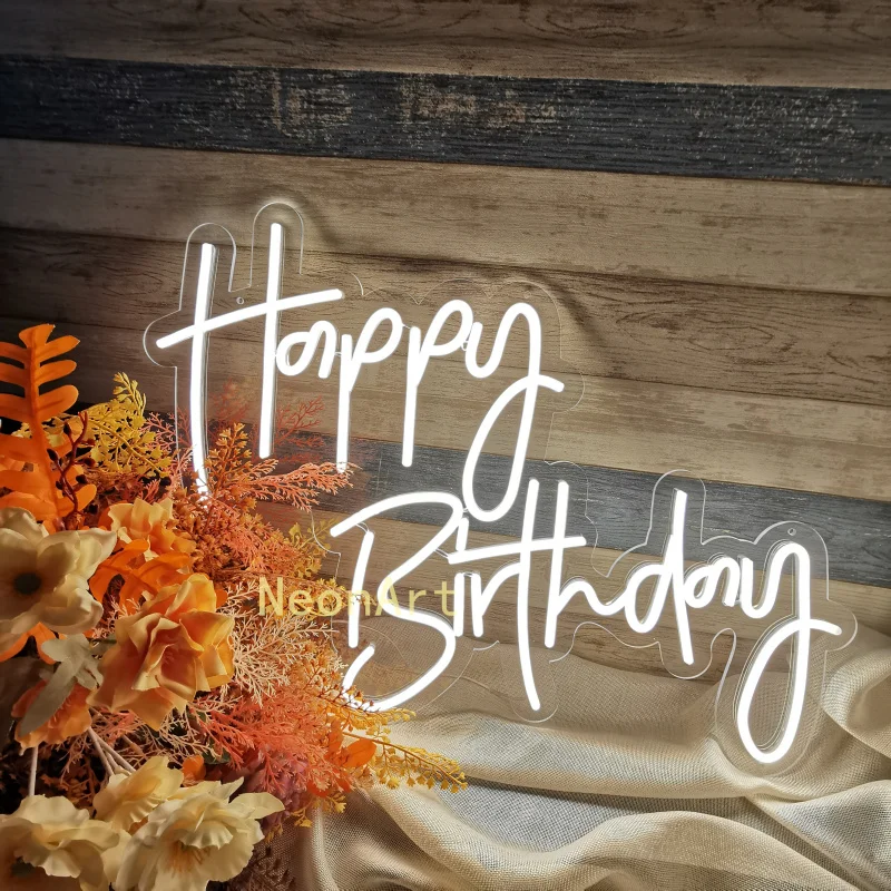 

Неоновая вывеска на день рождения, 3D Светодиодная прозрачная акриловая неоновая вывеска из плексигласа, светящаяся доска с буквами, фон для...