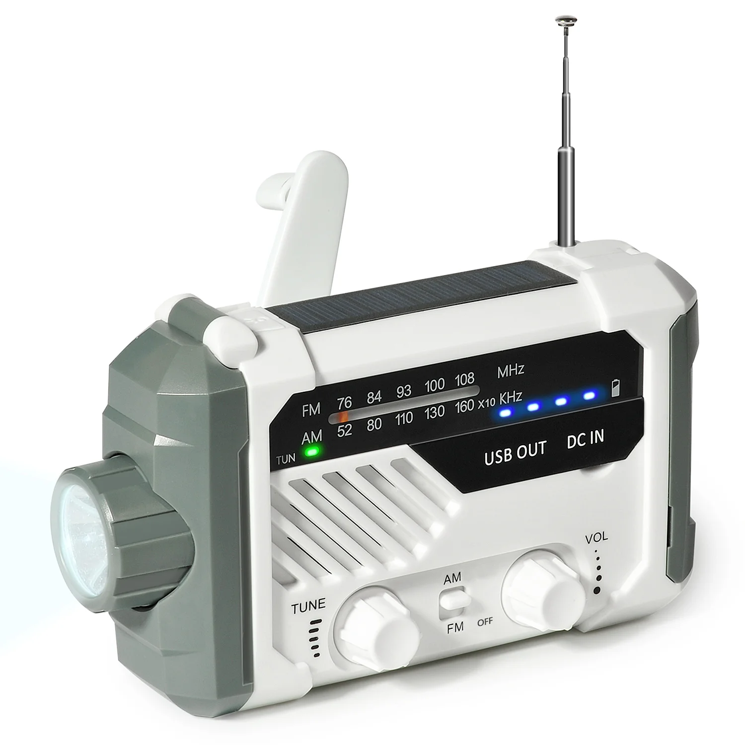 

Emergency AM/ FM /NOAA Radio, Hand Crank Battery Operated Solar Radio with LED Flashlight, Desk Lamp,2000mAh Charger,SOS Alert