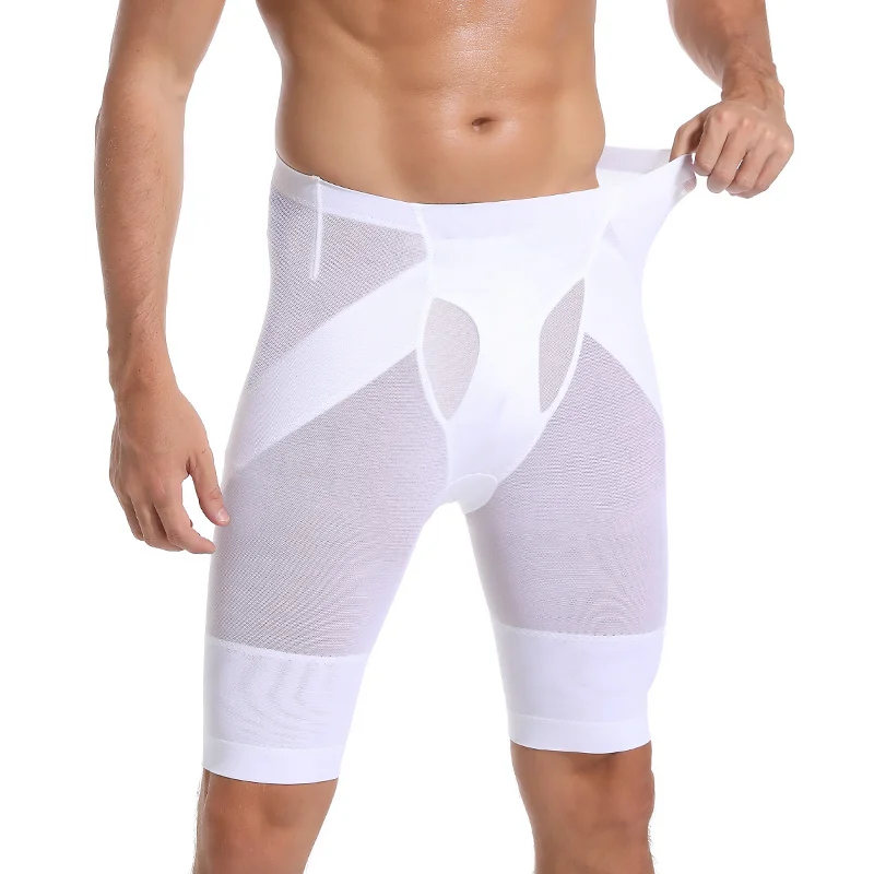 Mens High Waist Tummy Control Panties Body Shaper Shorts Breathable Mesh Leg Compression Slimming Shapewear Buttocks Lifter Pant