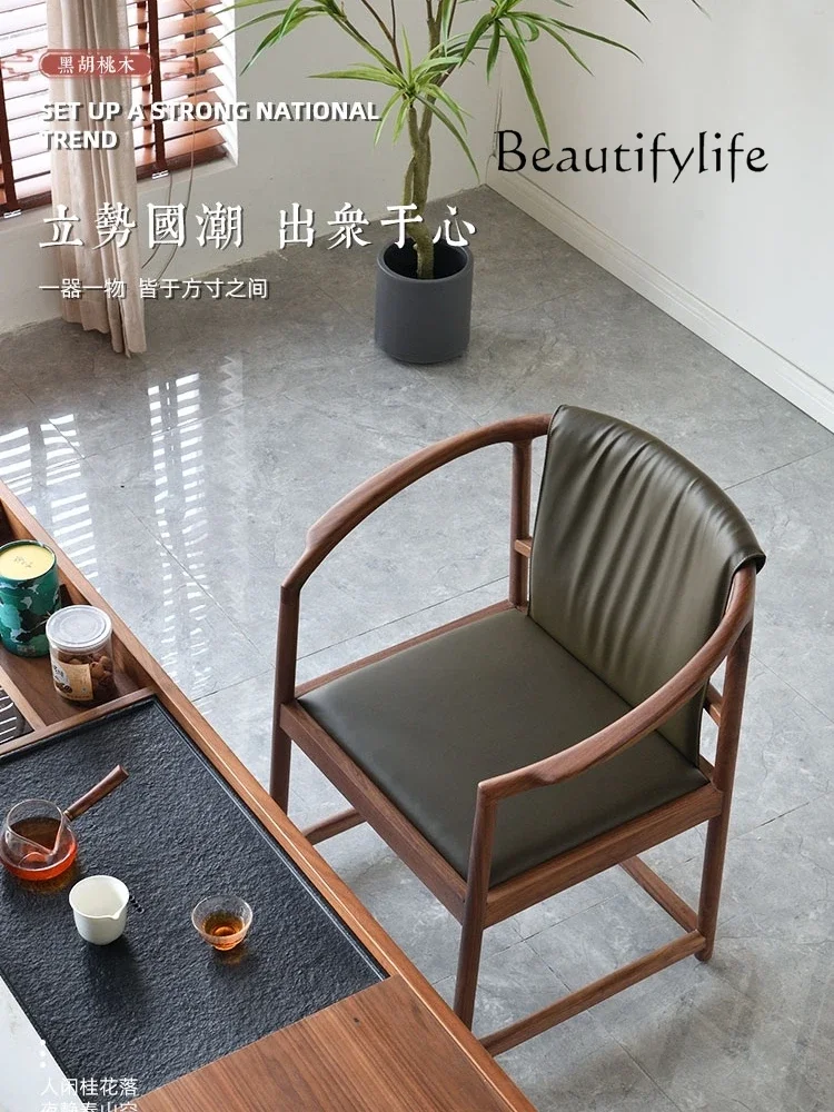 Новое китайское ретро-кресло из черного ореха цельного дерева простой