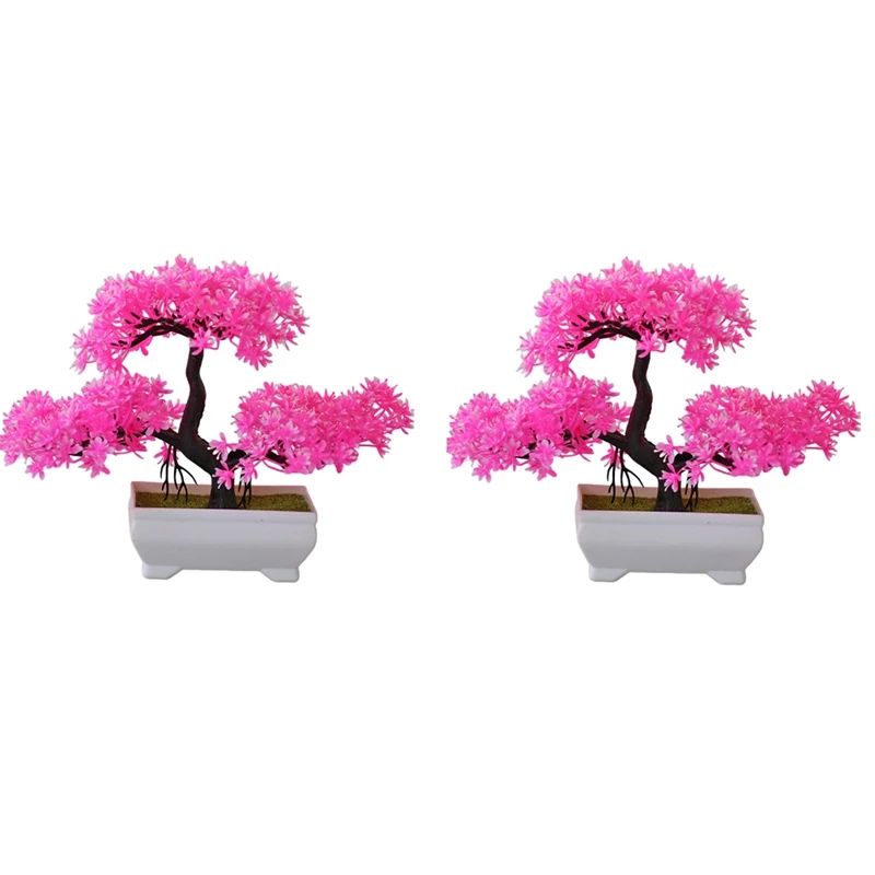 2 шт. искусственное растение бонсай пластиковый маленький горшок на дереве