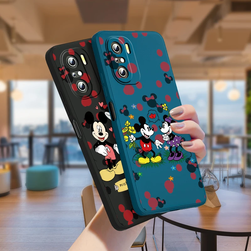 

Minnie Mickey Mouse For Xiaomi Redmi Note 11 10S 10 9S 9T 9 8T 8 Pro Plus 7 6 5 4G 5G Liquid Silicone TPU Rope Phone Case