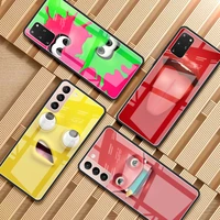 glass phone case for samsung galaxy s20 fe s21ultra s22 s10 plus s9 s8 tempered funda note 20 10 9 cover sac funny smile face