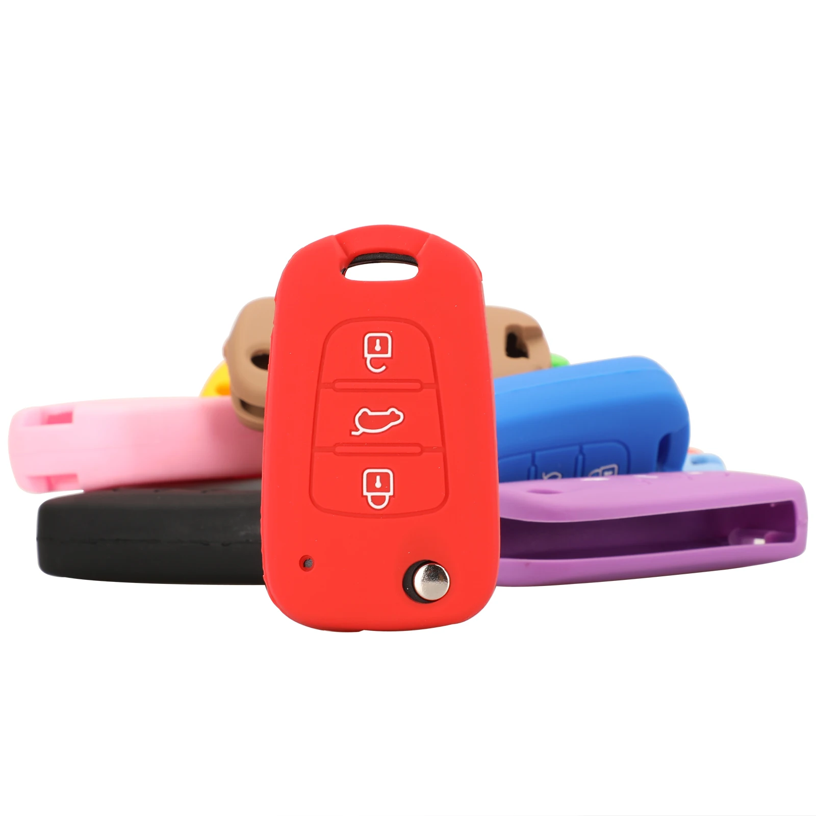 

jingyuqin 10pcs New Remote 3 Buttons Folding Flip Silicone Car Key Case Cover For Kia RIO K2 K5 Sportage Sorento Holder