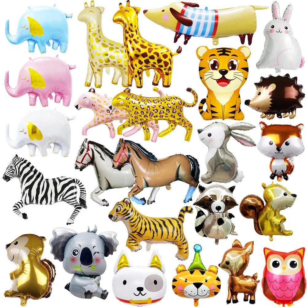 Купи Elephant Giraffe Tiger Panther Balloon Animal Foil Balloons Jungle Safari Birthday Party Decorations Kids Toys Helium Air Globos за 70 рублей в магазине AliExpress