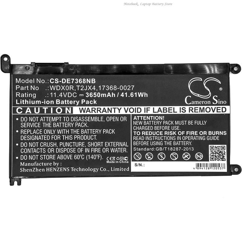 11 4 в 3650 мАч аккумулятор для ноутбука WDX0R T2JX4 3CRH3 RRJDX DELL Inspiron 13 7368 Vostro 14 5490 15 3583 +