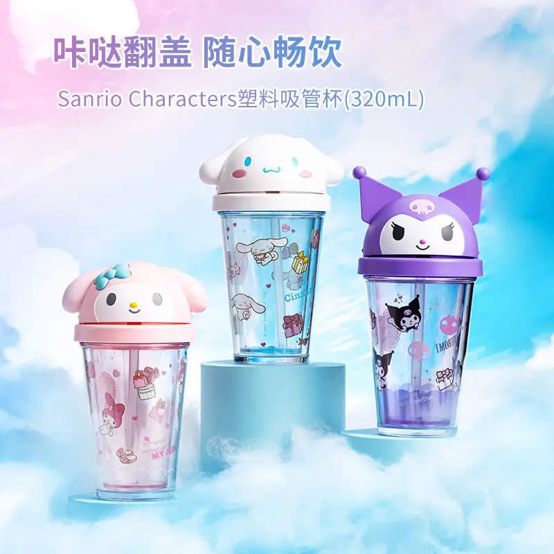 

Sanrio Series Water Cup Plastic Flip Cup with Straw Clow M New Cute Portable Cup Summer
