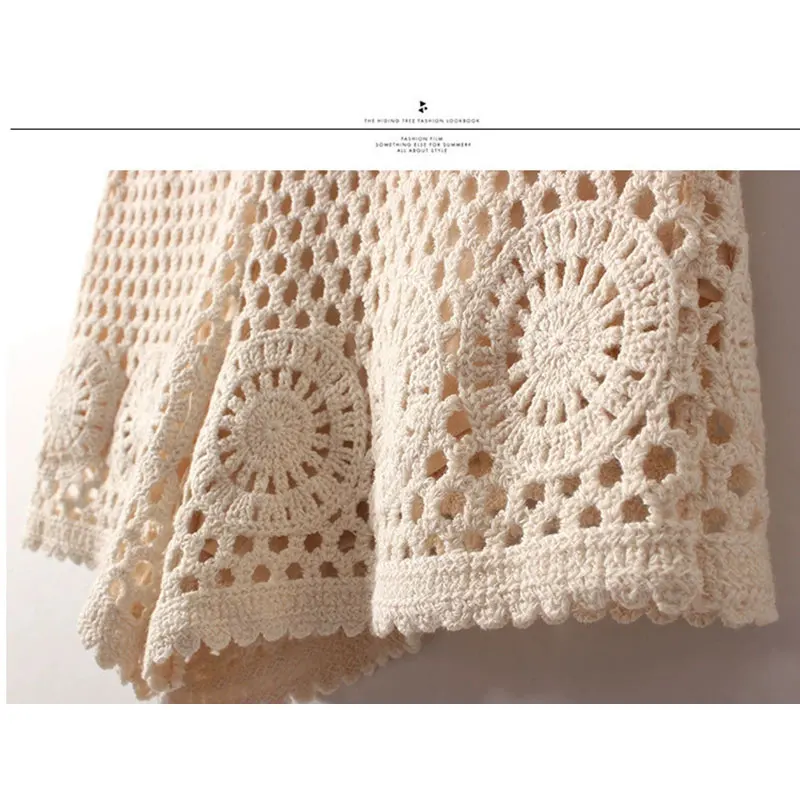 Female Summer Beach knitted Hook Eyelet Shorts Women outerwear anti glare safety pants Lace embroidery Fashion Short