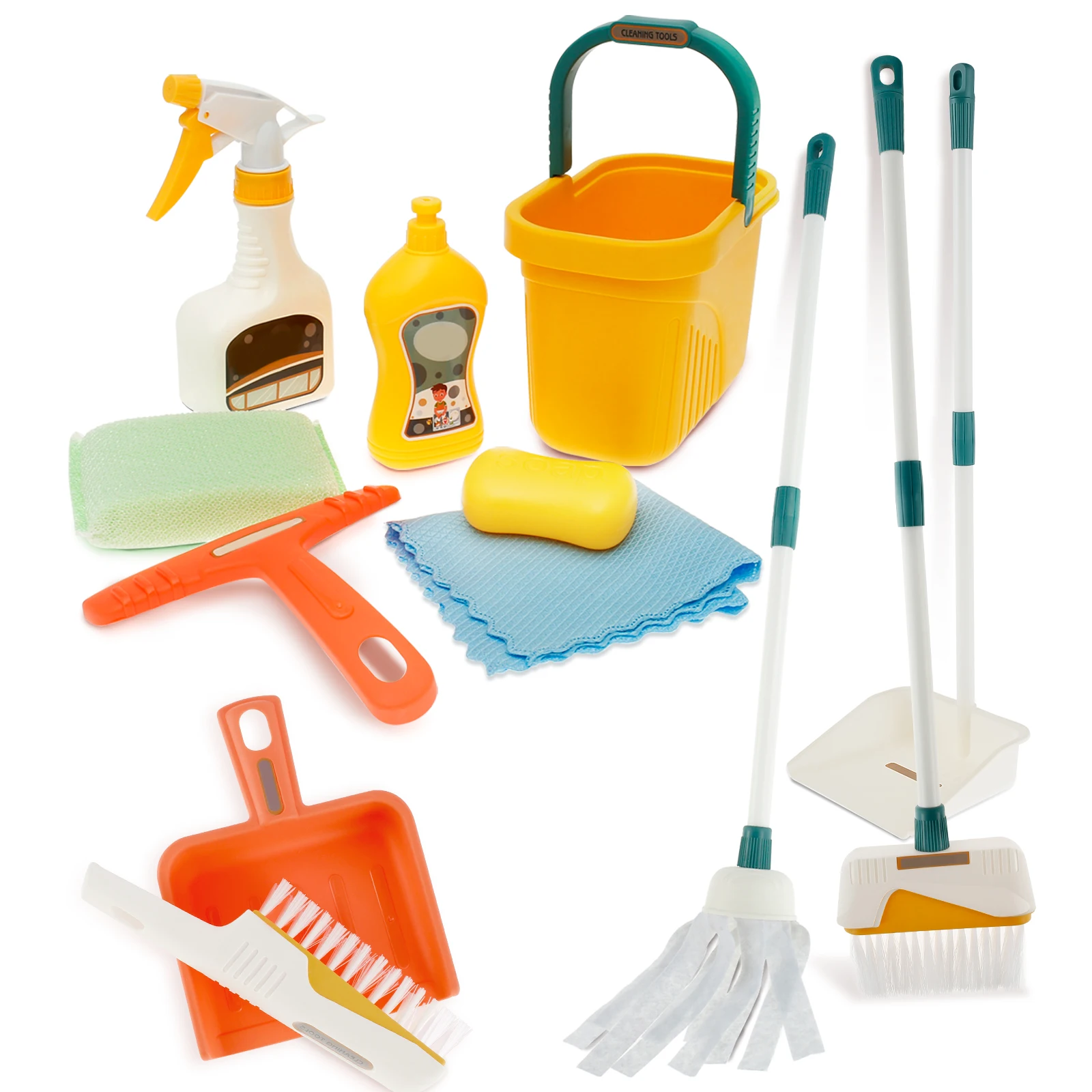 

Набор для уборки детей, Портативная Игрушка, набор для уборки, развивающая щетка и швабра, игрушки для уборки по методу Монтессори с веником и пылесборником, 12 шт.