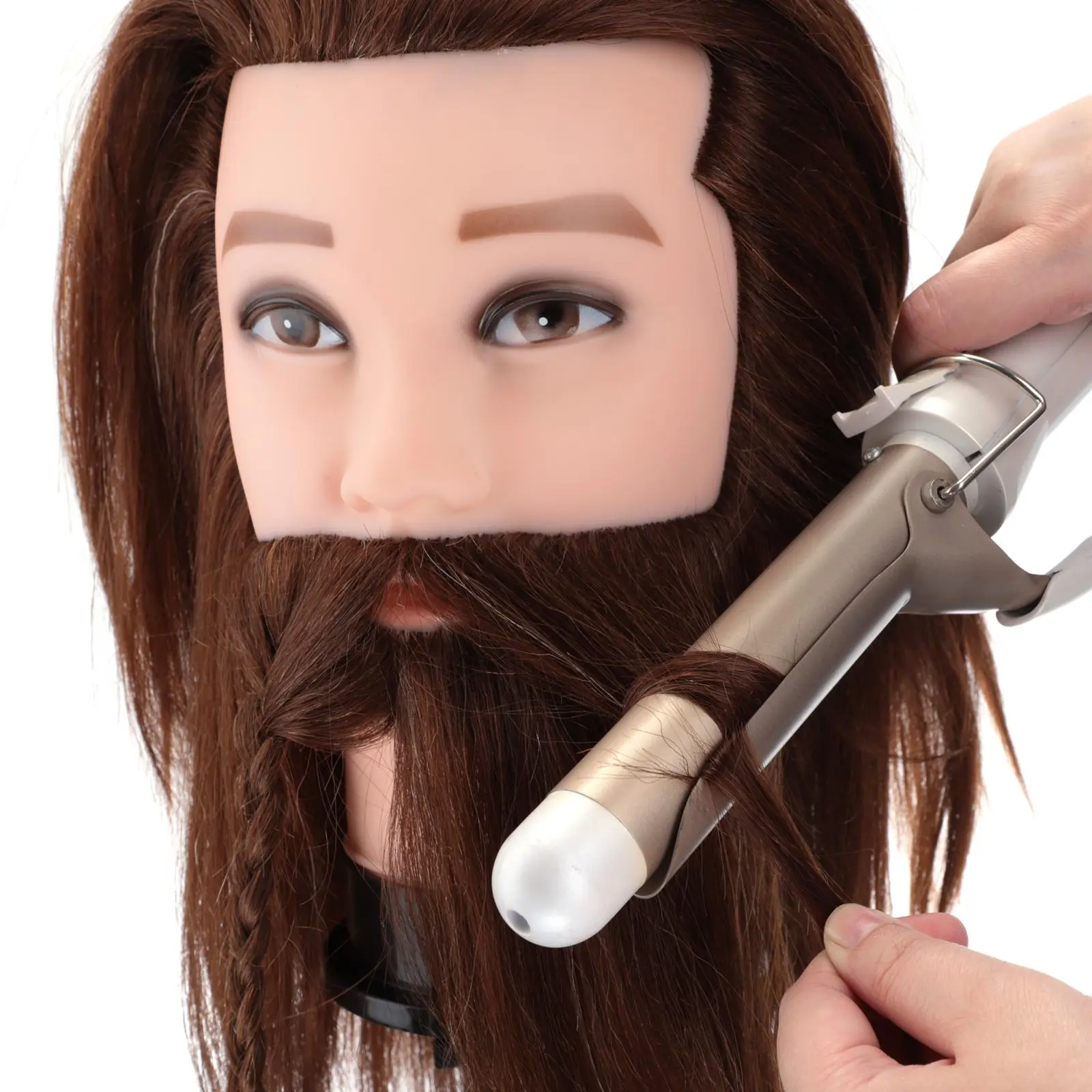 100% Real Hair Male Mannequin Head  with Hair Beard for Hairdressers Salon Hairdressing Male Training Heads for Cutting