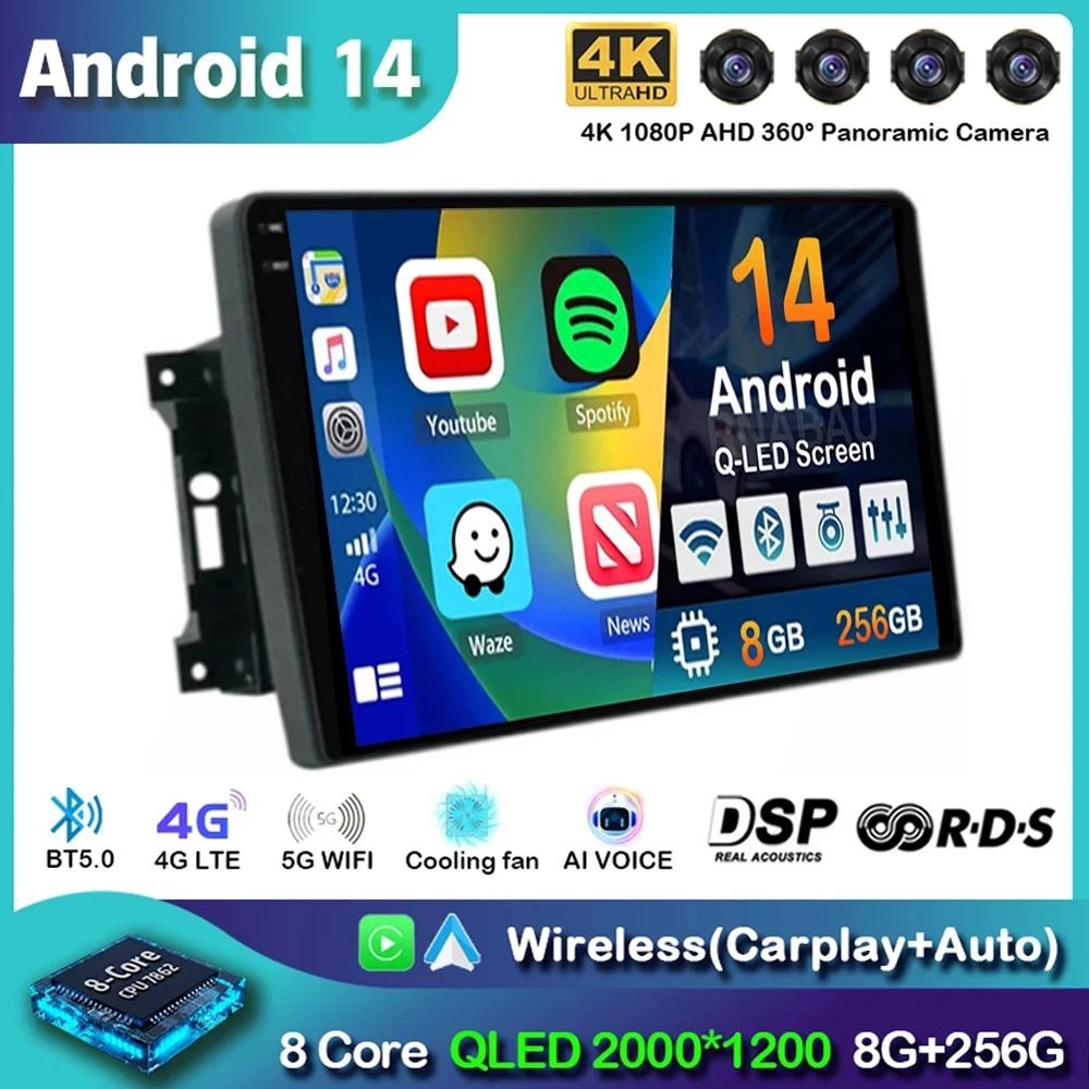 Автомобильный радиоприемник Android 14 мультимедийный плеер для Jeep Compass Grand Cherokee Wrangler