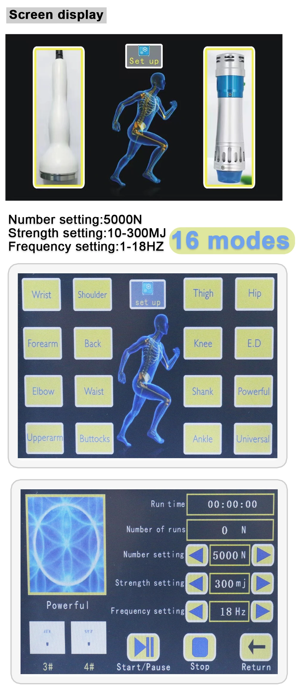 Аппарат для ударно-волновой терапии 300MJ ED 2 в 1 ультразвуковое