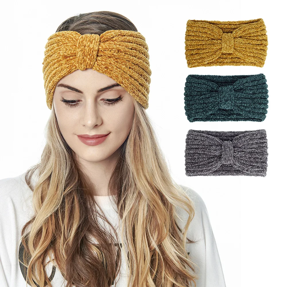 

Warm Winter Headband for Women Soft Knit Hair Wrap Ear Warmers Crochet Head Wrap Knot Knitted Wool Headband Hair Accessories
