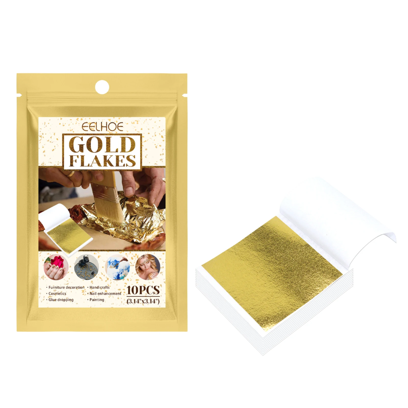 

10PCS Gold Leaf Sheets Metallic Gold Foil Sheets Imitation Gold Leaf Sheet For Resin Art & Crafts