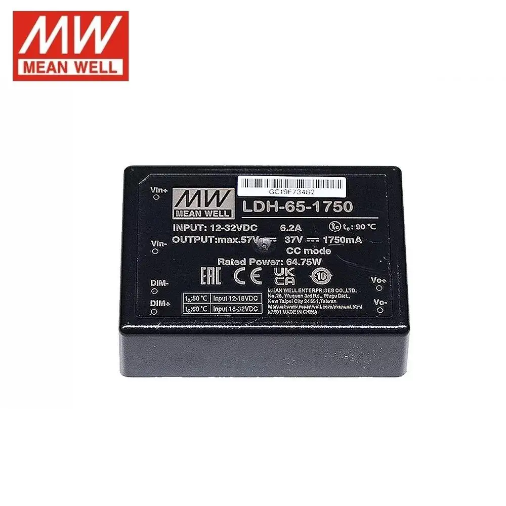 MEAN WELL LDH-65 Светодиодный импульсный источник питания LDH-65-700/1050/1400/1750 мА DC-DC драйвер