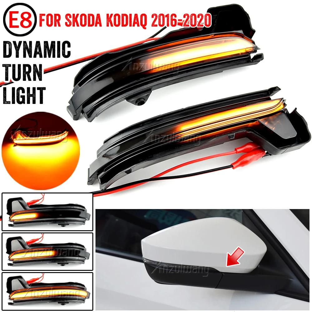 

Rearview Mirror Dynamic Blinker LED Turn Signal Light For Skoda Kodiaq 2016 2017 2018 2019 2020 Repeater Sequential Indicator