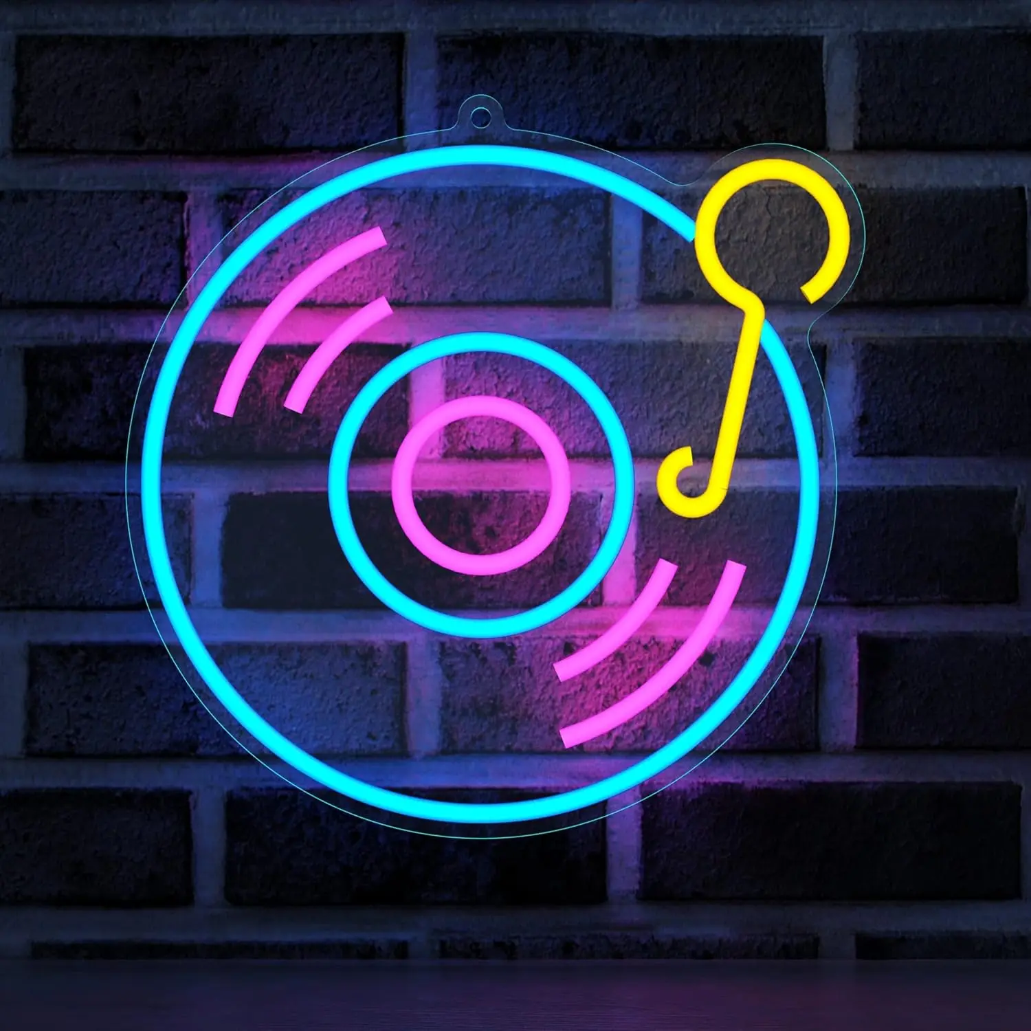 

Винтажная неоновая лампа в виде виниловой пластинки