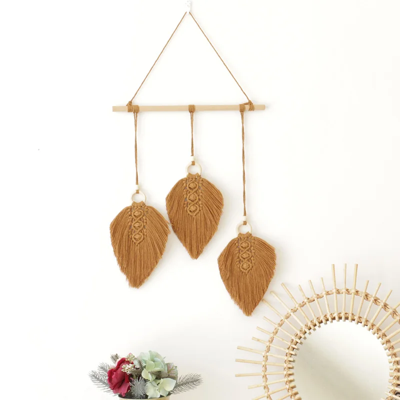 

Leaf Macrame Wall Hanging Boho Room Home Decor Woven Aesthetics Wall Tapestry Home Living Room Wedding Decor Gifts