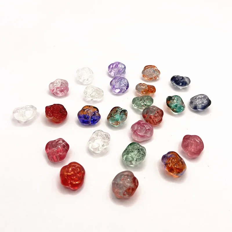 

24PCS 11X13MM Rose Shape Two Gradient Color Glass Beads Mixed Color DIY Jewelry Accessories Crystal Glass Beads For Earrings