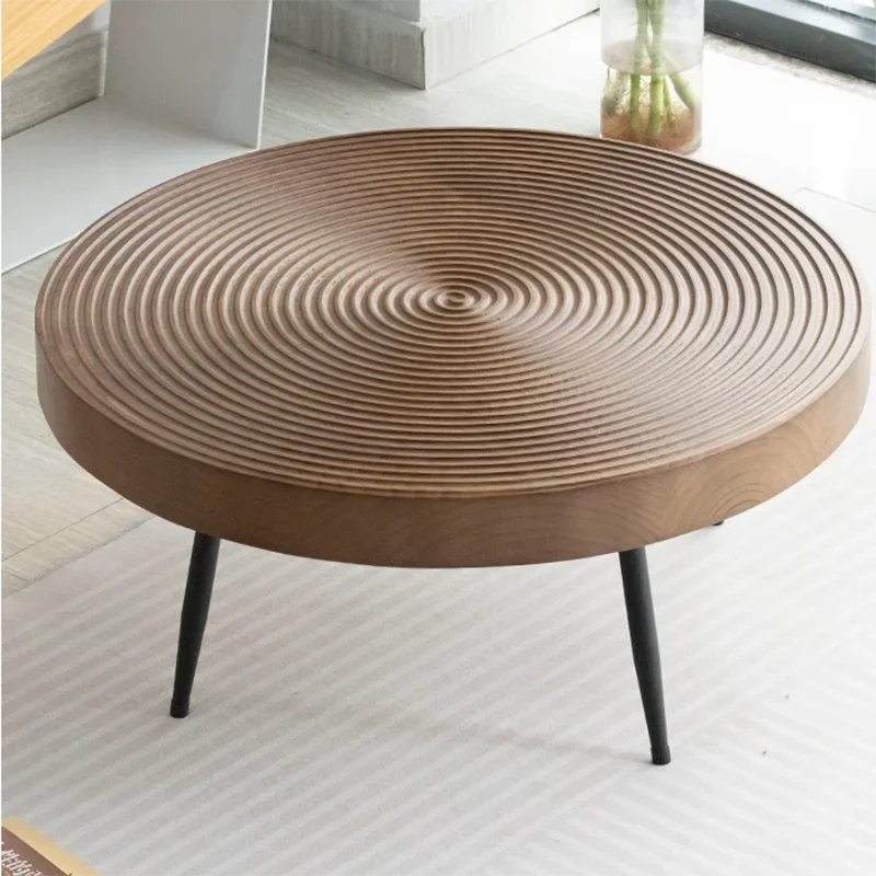 Винтажные круглые журнальные столики для патио деревянные скандинавские