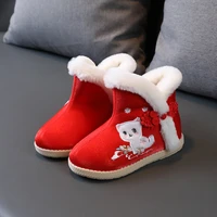 little girl flat cotton padded shoes chinese winter warm thick cotton short boots non slip little princess hanfu special boots