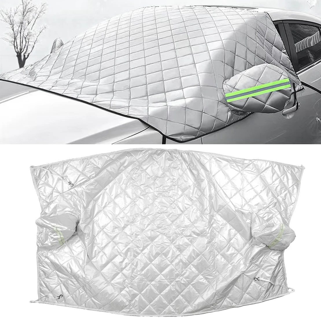 

Car Windshield Snow Cover Sunshade Winter Ice Frost Rain Blocked Protector Dust Guard Fit for Most Cars Silver Grey