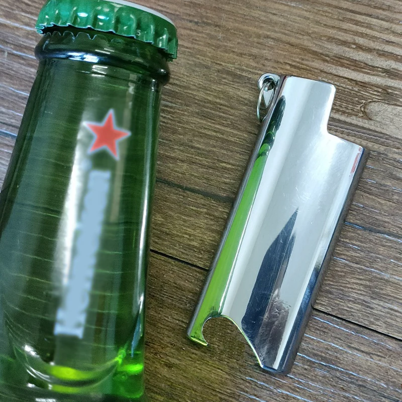 

Creative Reusable Bottle Opener Explosion-Proof Metal Armor Gas Lighter Shell For Bic J5 Flower Lighters with Chain Protect Box