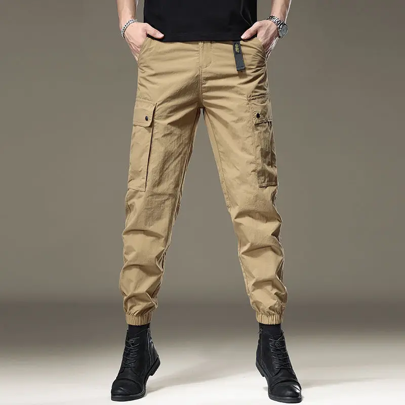 

2023 Men Cargo Pants Summer Work Trousers Stretch Waist Loose Multi Pocket Casual Trousers Pants Sports Outdoor Wearing A69