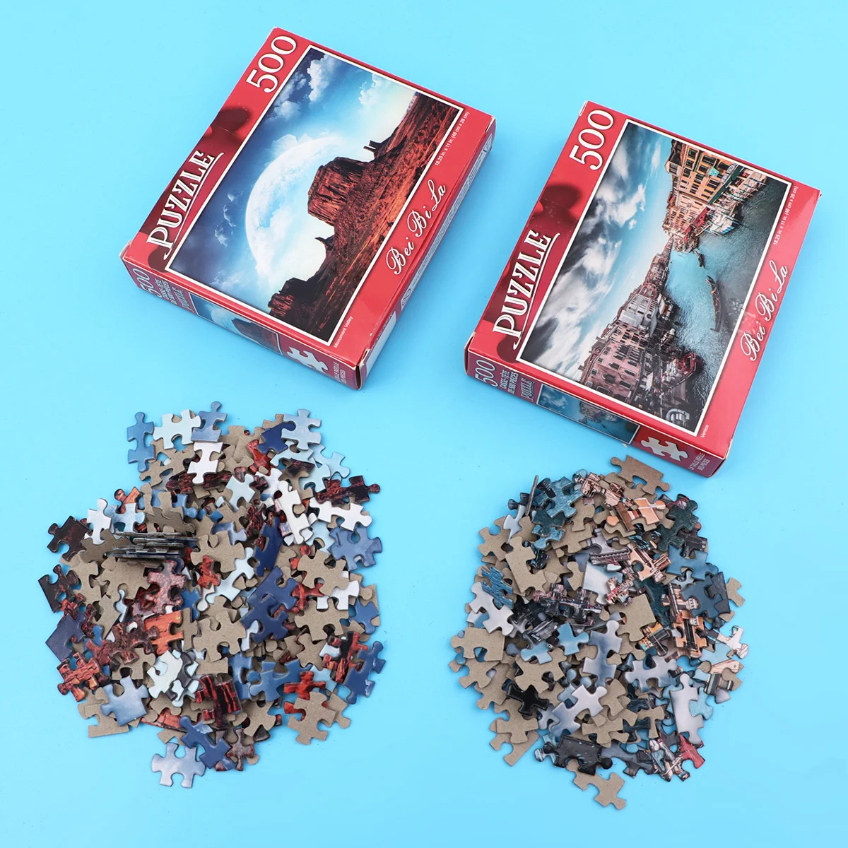 

500pcs in 2 Sets Adults Jigsaw High Challenge Puzzles Creative Jigsaw Funny Teenagers Puzzle Toy (1pc Monument, 1pc Venice)