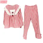 Комплект пижамный Женский, хлопковый, 2 шт.компл., в клетку