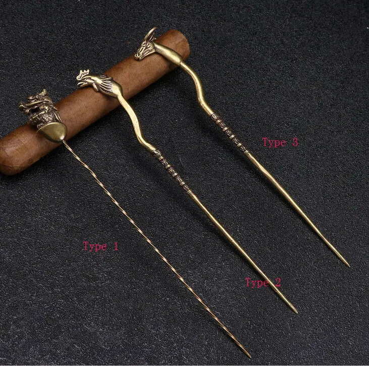 

New Brass Copper Cigar Needle Knife Drill Accessories Prevent Hot Hands