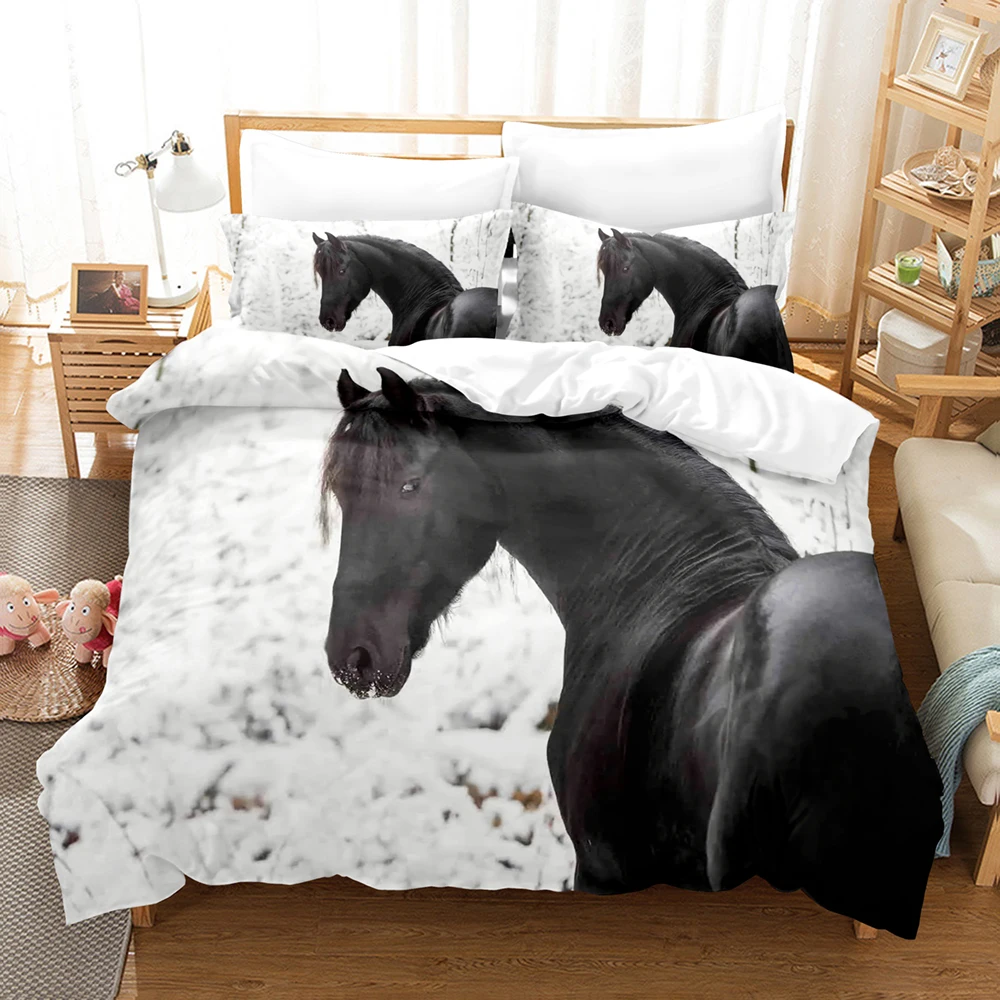 

Twin Full Queen King Men/women Size Bed Set Aldult Kid Bedroom Duvetcover Sets 3D Print 043 Horse Bedding Set Single