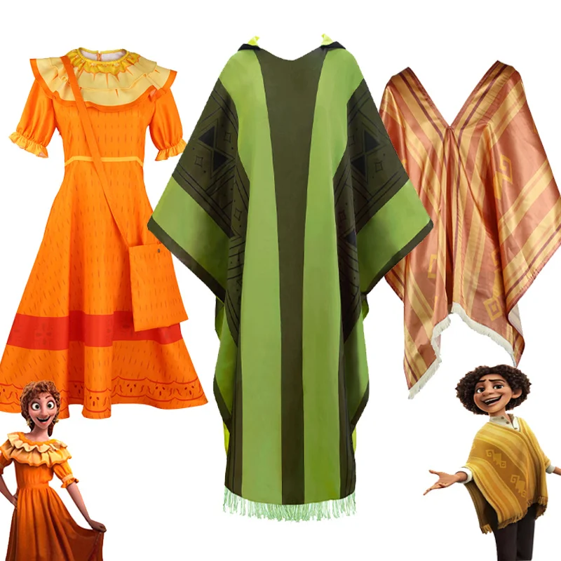 

Encanto Adult Kids Madrigal Men Bruno Cloak Cosplay Costume Women Pepa Dress Camilo Cape Men Suit Cape Madrigal 3 Pieces Set