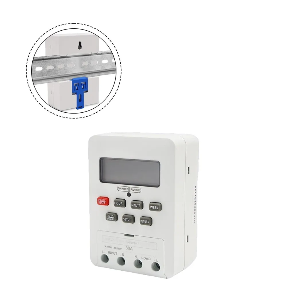 Фото Таймер-выключатель KG316T 30A AC220V с ЖК-дисплеем, недельная/ежедневная программа для водонагревателя/роутера, монтаж на DIN-рейку №5