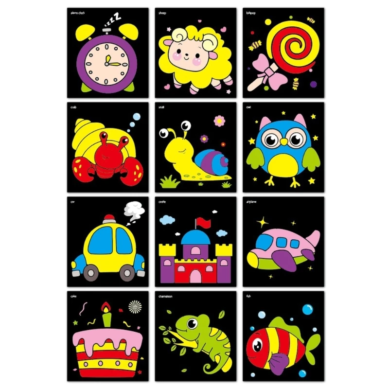 Полный детский инструмент для рисования песком с 12 карточками 6 бутылками песка