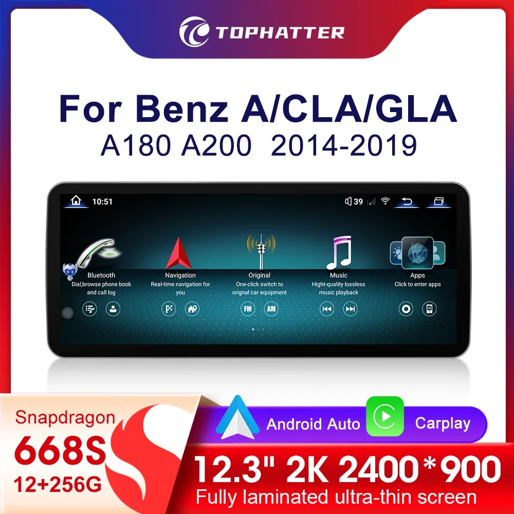 12.3 2K Автомобильное Радио Для Mercedes Benz A/CLA/GLA A180 A200 2014-2019 W176/X156/C117 Android Auto