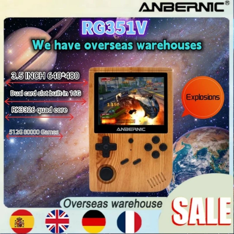 

ANBERNIC RG351V 3.5 INCH IPS Screen Open Source Linux System Retro Handheld Game Console Built-in 16G RK3326 Double Card Slot