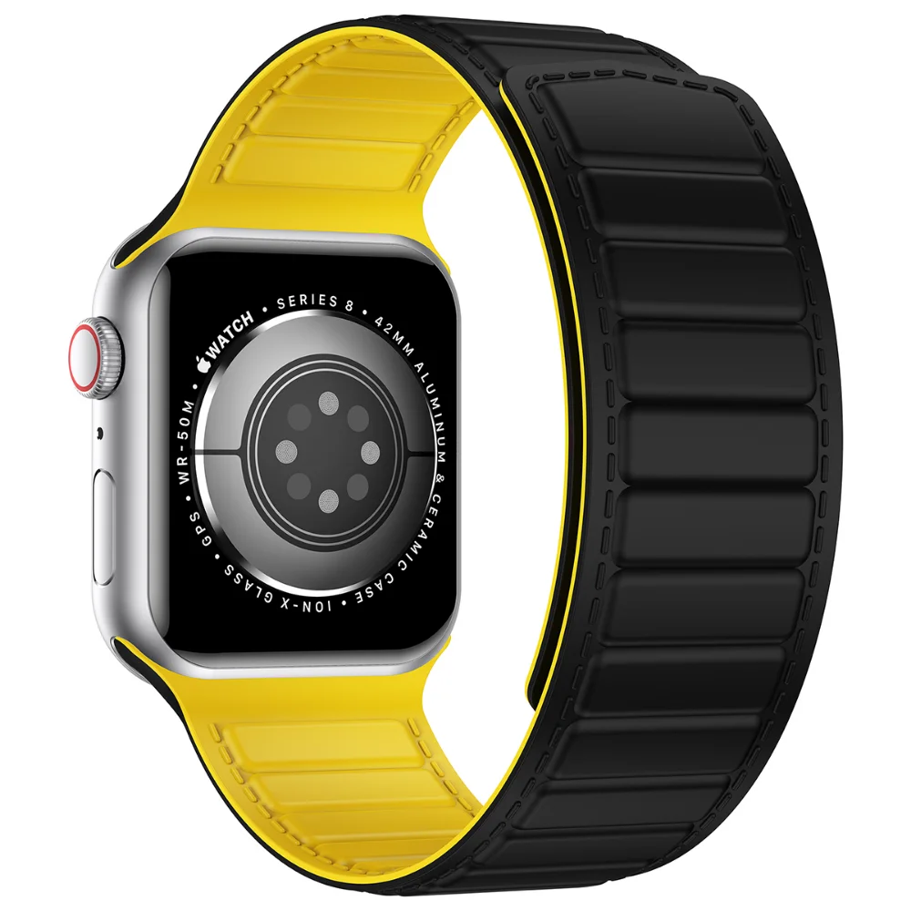 Silicone Strap For Apple Watch 44mm 40mm 45mm 41mm 42mm 38mm 49mm Magnetic Wristband iWatch Series 8 Ultra 7 4 5 6 SE 45 mm Band