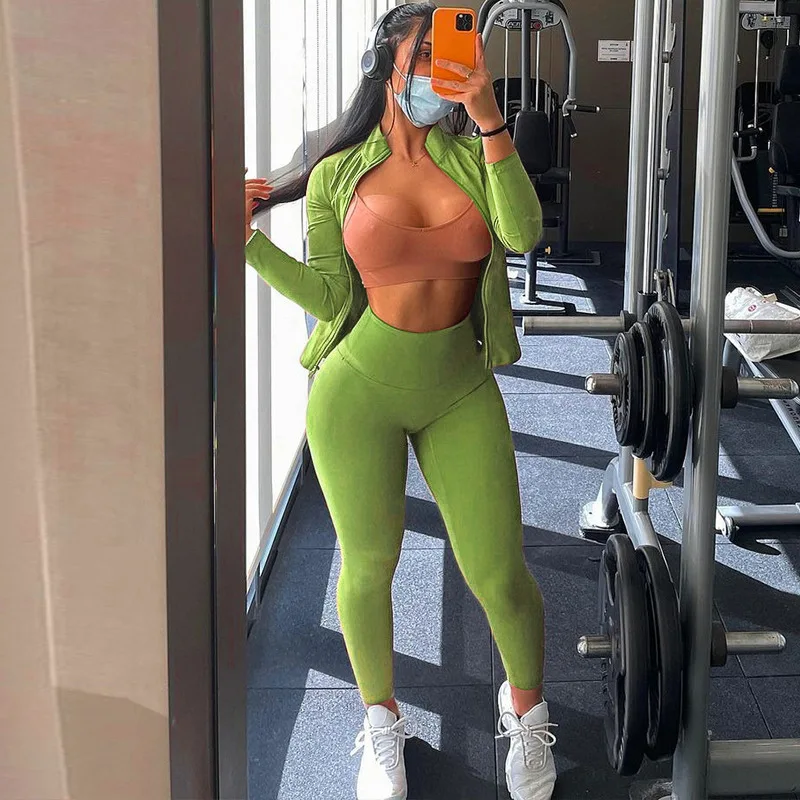 

2PCS Seamless Women Yoga Set Workout Sportswear Gym Clothing Fitness Long Sleeve Crop Top High Waist Leggings Sports Suits